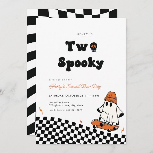 Invitation Rad Ghost Two Éffrayant Dude Second Birthday Invit (Devant / Derrière)