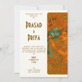Invitation Radha Krishna peinture murale indienne (Devant)