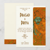 Invitation Radha Krishna peinture murale indienne (Devant / Derrière)