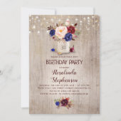 Invitation Radial Floral Mason Jar Rustique Anniversaire (Devant)