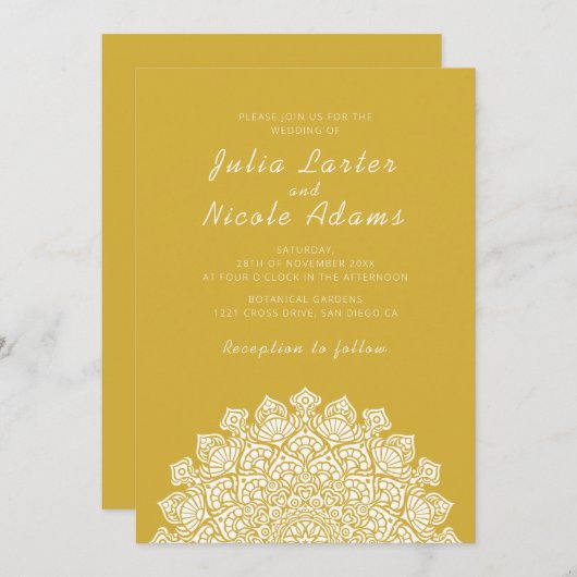 Invitation Radiant Airy Crescent Moon Mandala Wedding (Devant / Derrière)