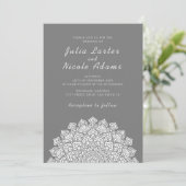 Invitation Radiant Airy Crescent Moon Mandala Wedding (Debout devant)