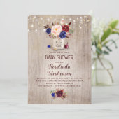 Invitation Radiant Floral Mason Jar Baby shower rustique (Debout devant)