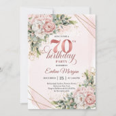 Invitation Radiant Light Pink Shimmering Floral 70e Anniversa (Devant)