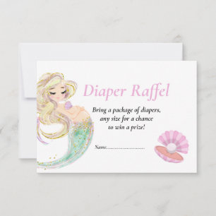 Invitation Raffel de couche rose de sirène pour Baby shower