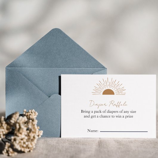 Invitation Raffin de couche rustique baby shower Sun