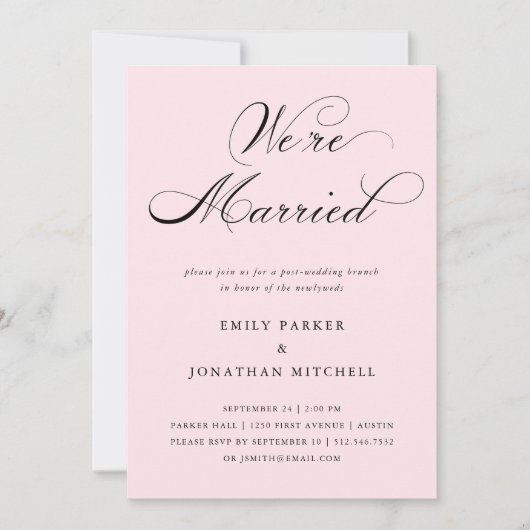 Invitation Raffiné| Brunch post-Mariage rose pâle (Devant)