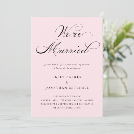 Invitation Raffiné| Brunch post-Mariage rose pâle (Debout devant)