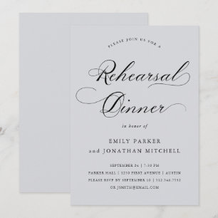 Invitation Raffiné   Calligraphie Soft Grey Dîner de répétiti