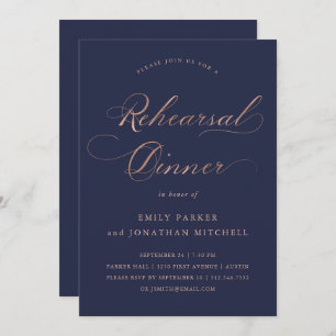 Invitation Raffiné   Faux Rose Gold sur le dîner de répétitio