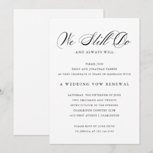 Invitation Raffiné   Renouvellement de Vow Mariage noir et bl