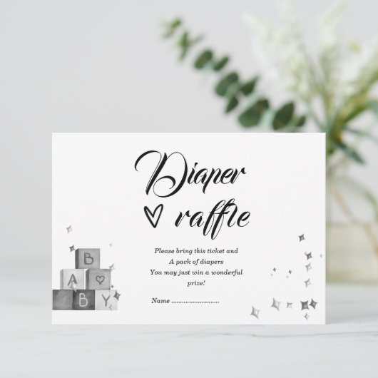 Invitation Raffle de couches noires et blanches (Debout devant)