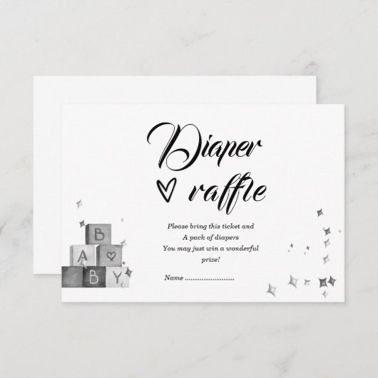 Invitation Raffle de couches noires et blanches (Devant / Derrière)
