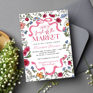 Invitation Rafraîchi du Marché Fleurs Robe de Mariée Shower