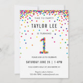 Invitation Rainbow 1er anniversaire fête, premier anniversair (Devant)