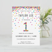 Invitation Rainbow 1er anniversaire fête, premier anniversair (Debout devant)