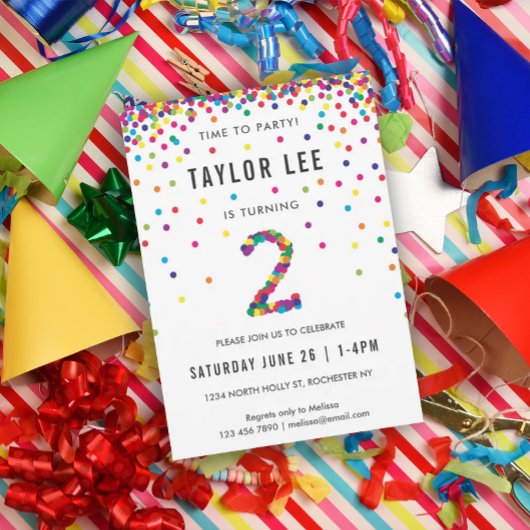 Invitation Rainbow 2e fête d'anniversaire, 2e anniversaire