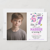 Invitation rainbow 7th Birthday | “I Was 6, Now 7” Party (Devant)