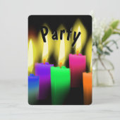 Invitation Rainbow Anniversaire Bougies Sur Noir (Debout devant)