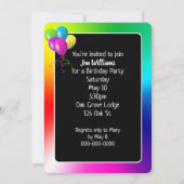 Invitation Rainbow Anniversaire Bougies Sur Noir (Dos)
