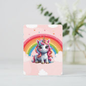Invitation Rainbow Anniversaire de la Unicorne, ca (Debout devant)