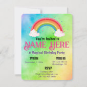 Invitation Rainbow Anniversaire de la Unicorne, ca (Dos)