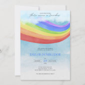 Invitation Rainbow Baby Aquarelle Pastel Douche colorée (Devant)