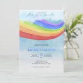 Invitation Rainbow Baby Aquarelle Pastel Douche colorée (Debout devant)