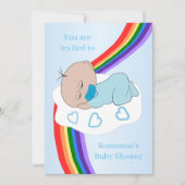 Invitation Rainbow Baby Boy Baby Shower (Devant)