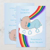 Invitation Rainbow Baby Boy Baby Shower (Devant / Derrière)