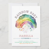 Rainbow Baby Cute Watercolor Girl 1er anniversaire