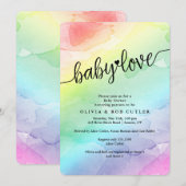 Invitation Rainbow Baby shower Baby Love (Devant / Derrière)