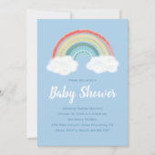 Invitation Rainbow Baby shower Blue Boy (Devant)