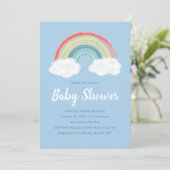 Invitation Rainbow Baby shower Blue Boy (Debout devant)