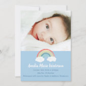 Invitation Rainbow Baby shower Blue Boy (Devant)