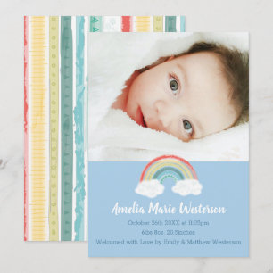 Invitation Rainbow Baby shower Blue Boy