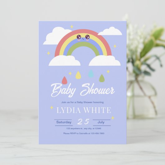 Invitation Rainbow Baby shower Invitation, Baby Boy Baby Show (Debout devant)
