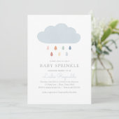 Invitation Rainbow Baby Sprinkle Pluie Baby shower nuageux (Debout devant)
