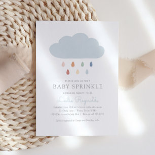 Invitation Rainbow Baby Sprinkle Pluie Baby shower nuageux