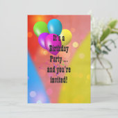 Invitation Rainbow Balloon Bokeh (Debout devant)