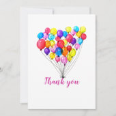 Invitation Rainbow BALLOON fille 1er anniversaire Merci rose (Devant)