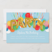 Invitation Rainbow Balloons Anniversaire de enfant Party Sky (Devant)