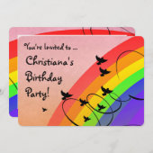 Invitation Rainbow Birls Fête d'Anniversaire (Devant / Derrière)