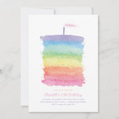 Invitation Rainbow Birthday Cake Invitation, Rainbow 1st Part (Devant)