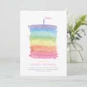 Invitation Rainbow Birthday Cake Invitation, Rainbow 1st Part (Debout devant)