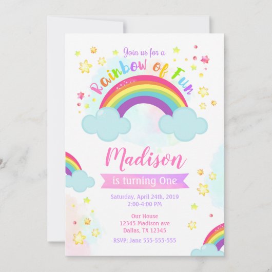 Invitation Rainbow Birthday Invitation, Rainbow of Fun (Devant)