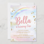 Invitation Rainbow Birthday Invite Pastel Colorful Magical (Devant)