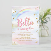 Invitation Rainbow Birthday Invite Pastel Colorful Magical (Debout devant)