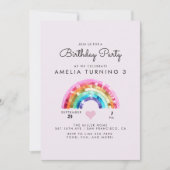 Invitation  Rainbow Birthday Party (Devant)
