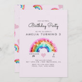 Invitation  Rainbow Birthday Party (Devant / Derrière)